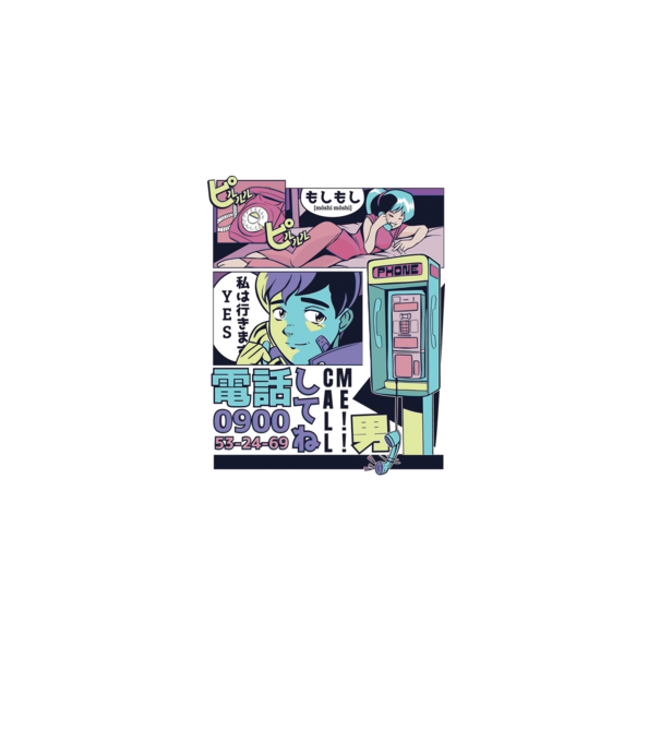 Anime Vaporwave benzi desenate model alb pe tricou