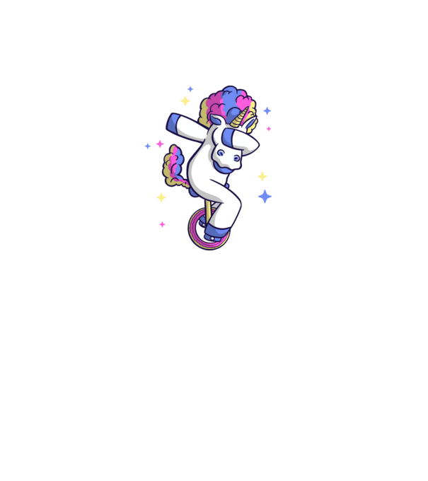 Unicorn pe monociclu model negru pe tricou