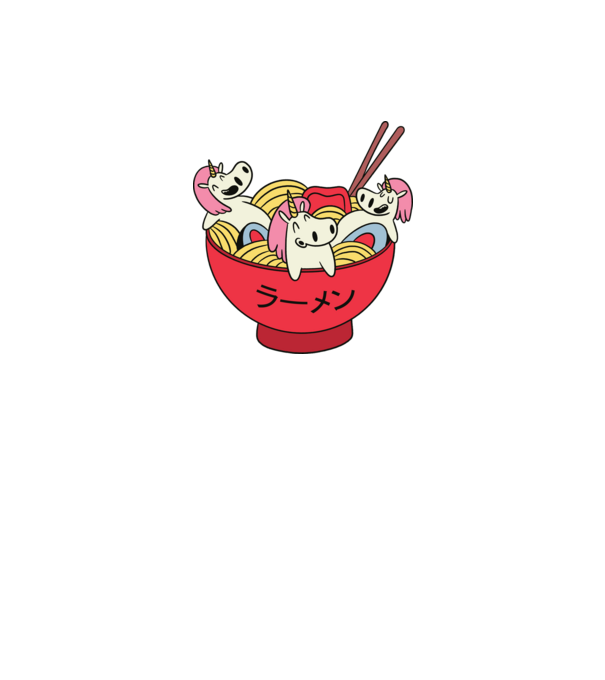 Unicorn Ramen model gri pe tricou