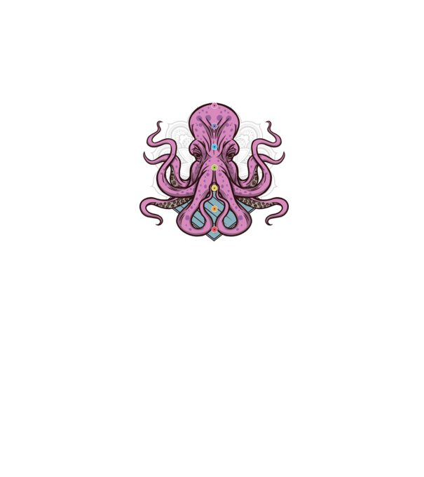 Yoga Octopus model negru pe tricou