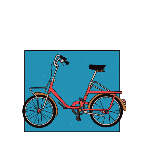 Bicicletă Camping model alb pe tricou