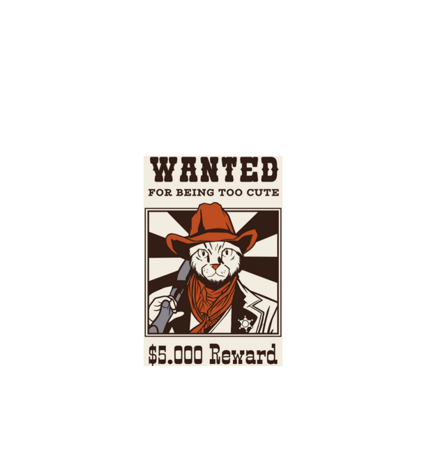 Wanted for being too cute Cowboy cu pisică model negru pe tricou