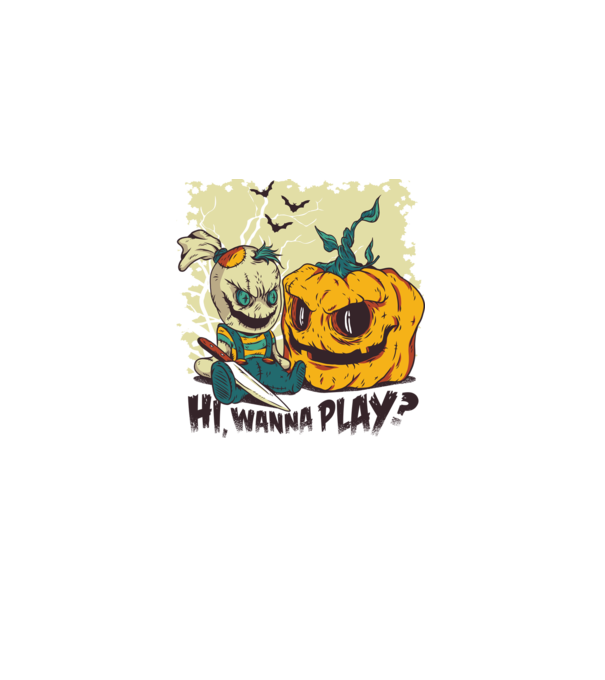 Vrei să te joci? Halloween model albastru deschis pe tricou