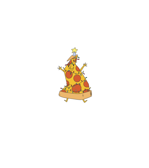 Pizza pom de Crăciun model negru pe tricou