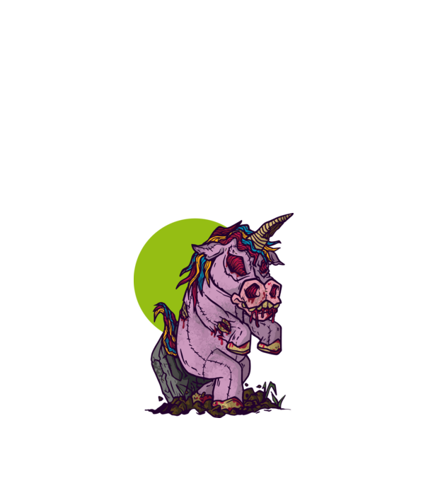 Zombie unicorn model albastru închis pe tricou
