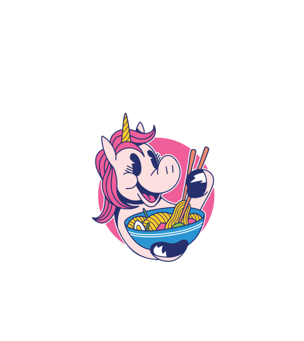 Unicorn Ramen model negru pe tricou