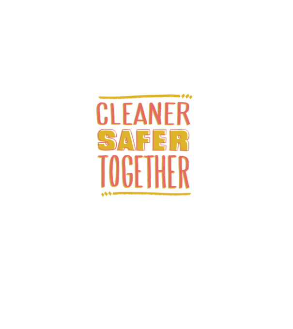 Cleaner Safer Together model alb pe tricou