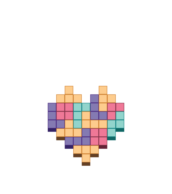 Inimă Tetris model nisipiu pe tricou