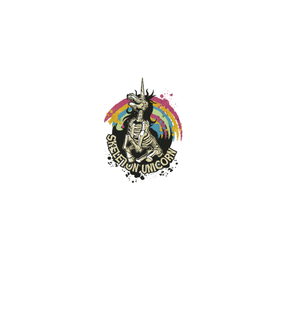 Schelet unicorn model alb pe tricou