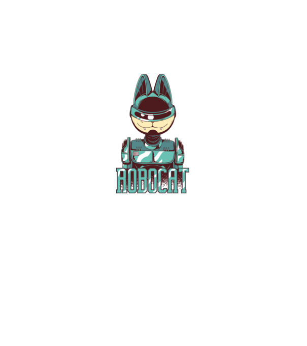 Robocat - Pisică Robot model alb pe tricou