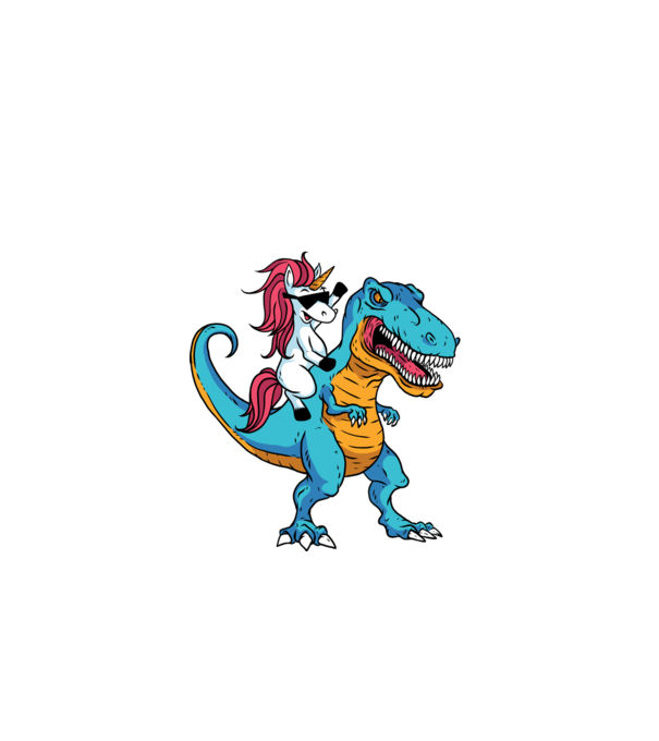 Unicorn cu dinozaur tricou amuzant model negru pe tricou