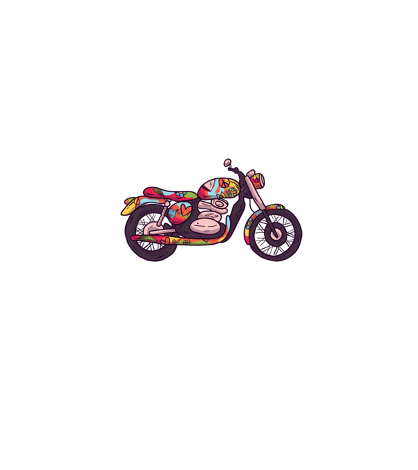 Motociclist Hippi model negru pe tricou