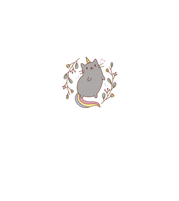 Pisică Unicorn model alb pe tricou