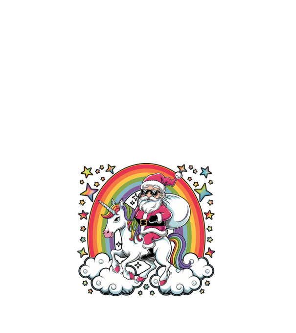 Moș Crăciun cool pe un unicorn model alb pe tricou