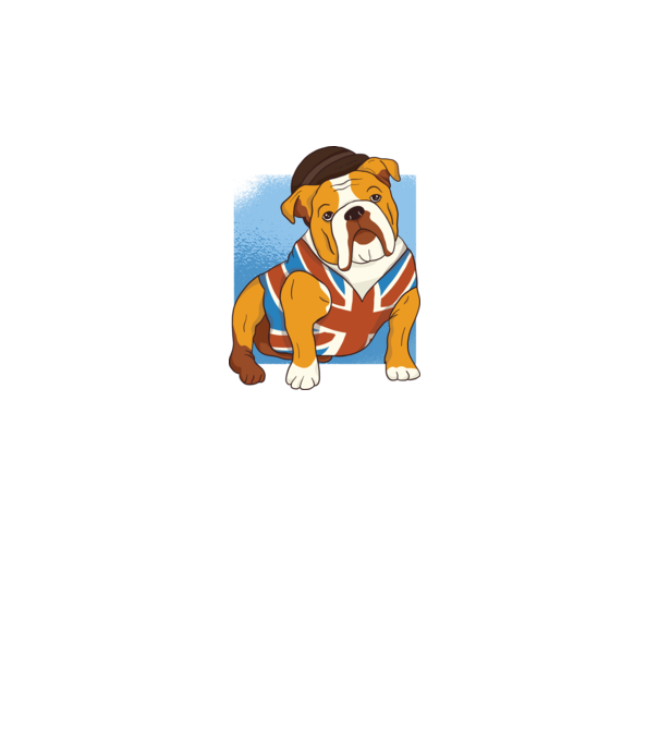 Bulldog englezesc model turcoaz pe tricou