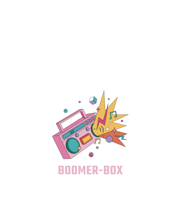 Boomer Box Magnetofon Retro model negru pe tricou