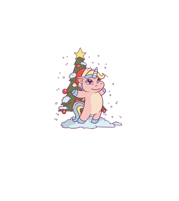 Unicorn de Crăciun model alb pe tricou
