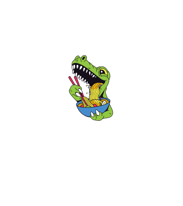 T-rex Ramen model roșu pe tricou