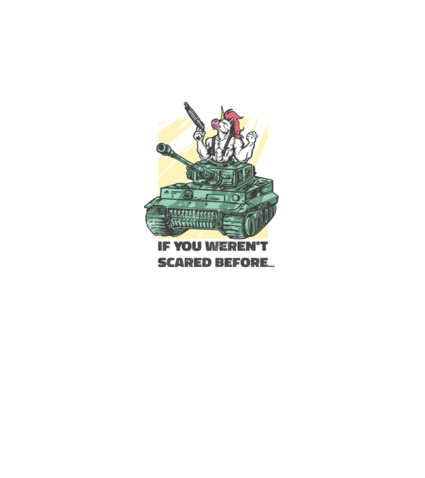 Unicorn Tanc model alb pe tricou