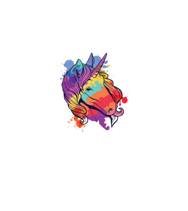 Curcubeu colorat Unicorn tricou model alb pe tricou