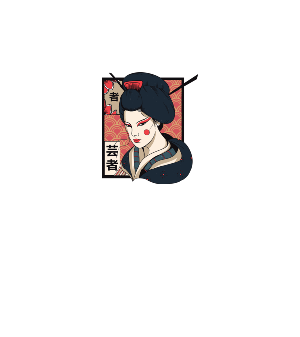 Geisha Japonia model alb pe tricou