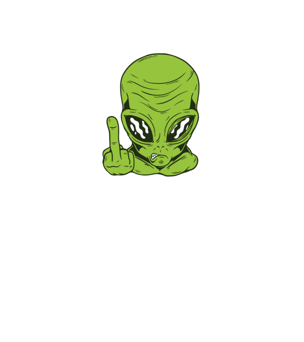 Alien arată degetul model negru pe tricou