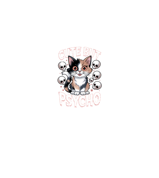 Cute, but Psycho pisică Negru model negru pe tricou