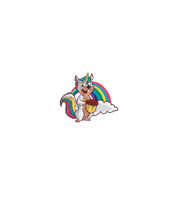 Unicorn drăguț Veveriță model alb/roșu pe tricou