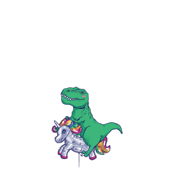 T-rex pe Unicorn balon model alb pe tricou