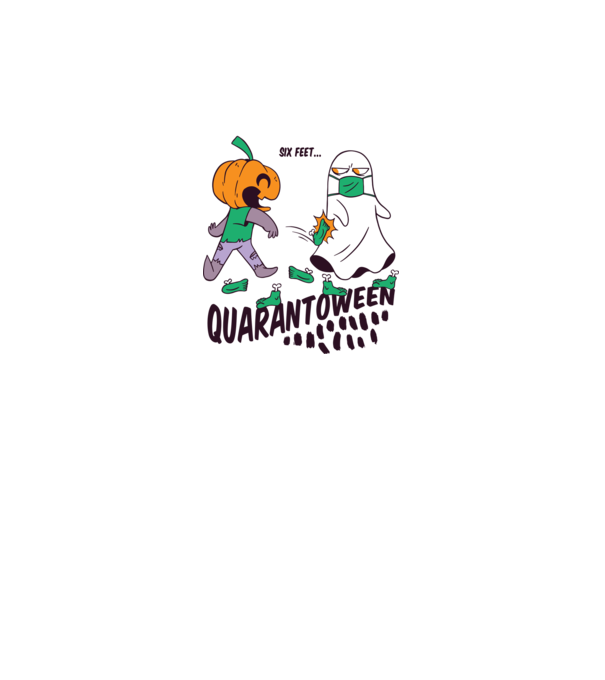 Quarantoween model alb pe tricou