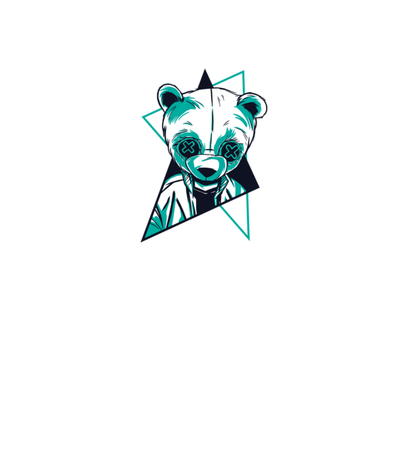 Panda Neon model alb pe tricou