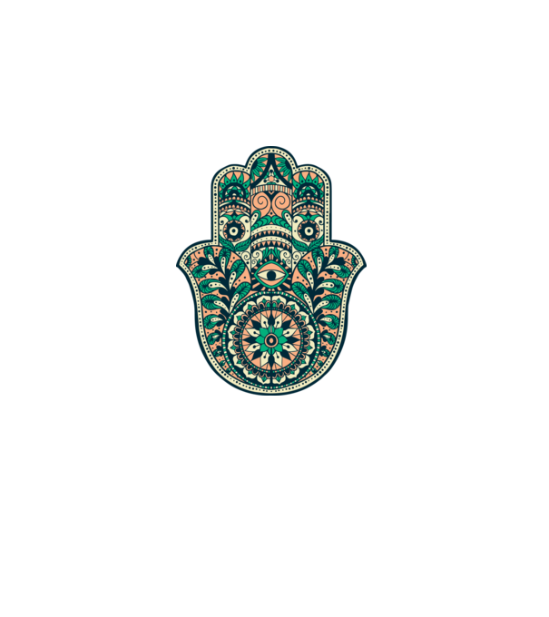 Mână Hamza - Mâna lui Dumnezeu Mandala model alb pe tricou