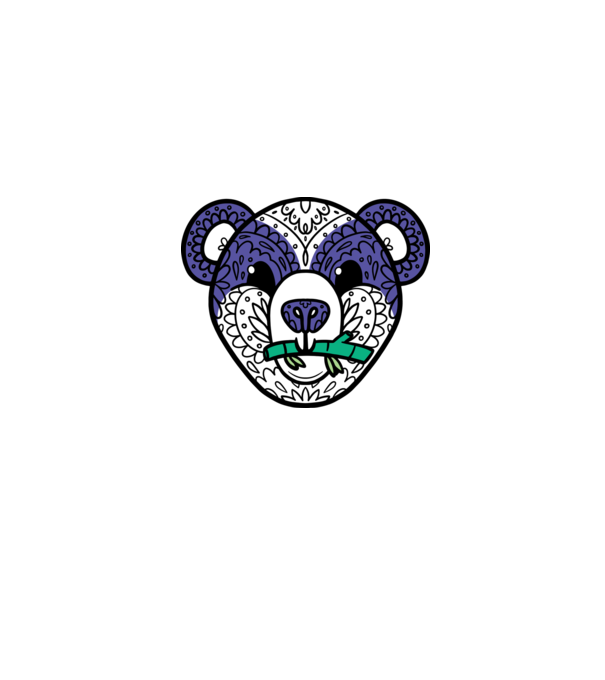 Mandala Panda model albastru jeanși pe tricou