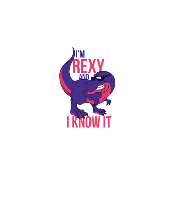 'I''m Rexy and I know it - tricou dinozaur amuzant' model alb pe tricou