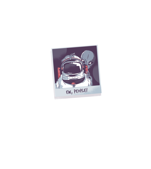 Ew, Oameni - Astronaut cu extraterestru model albastru jeanși pe tricou