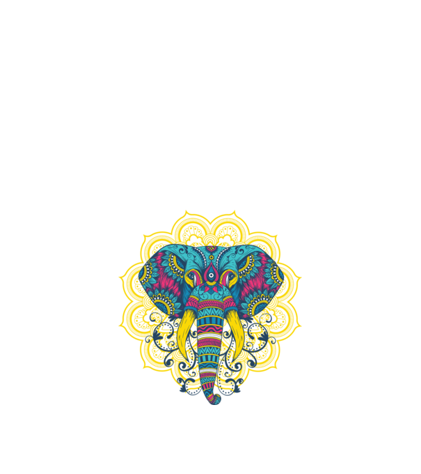 Elefant Mandala Colorat model albastru închis pe tricou