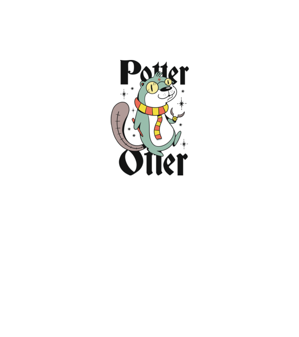 Potter Otter Vidra model alb pe tricou