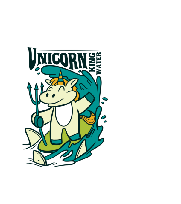 Unicorn regele apelor model alb pe tricou