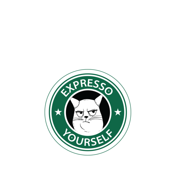 Expresso Yourself tricou Pisică cu cafea model negru pe tricou