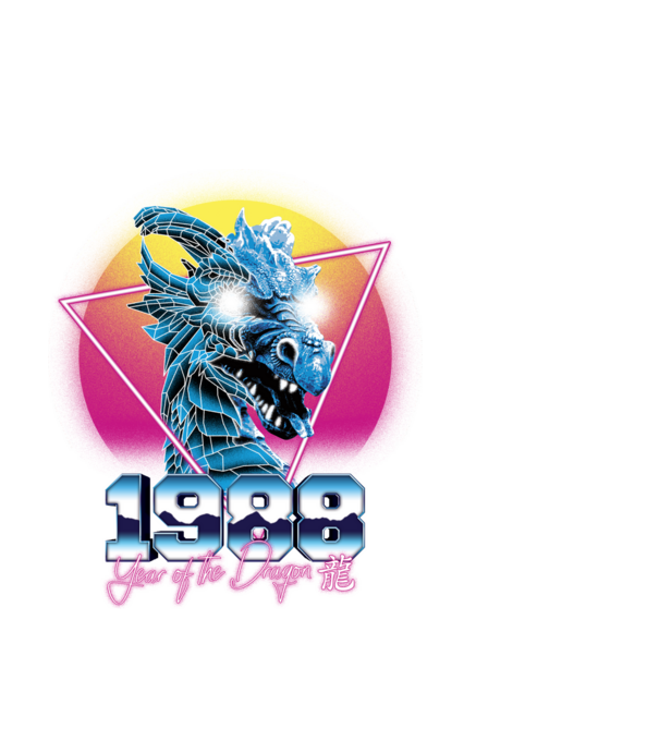 1988 Year of the Dragon model negru pe tricou