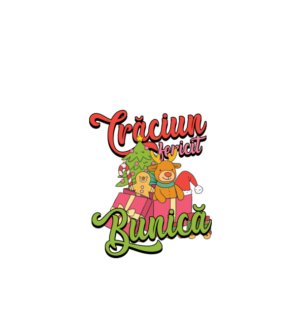 CRĂCIUN FERICIT BUNICĂ model negru pe tricou