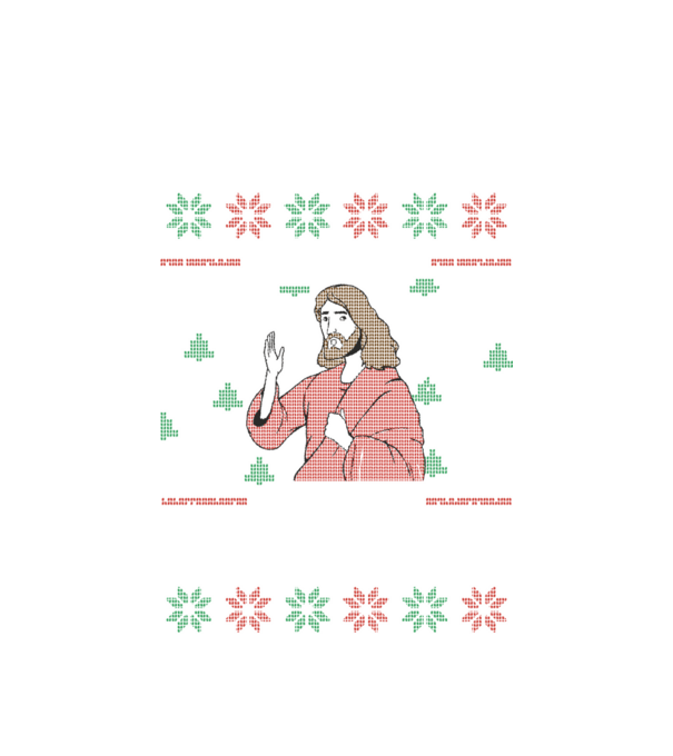 'Go Jesus, It''s Your Birthday Ugly Sweater' model alb pe tricou