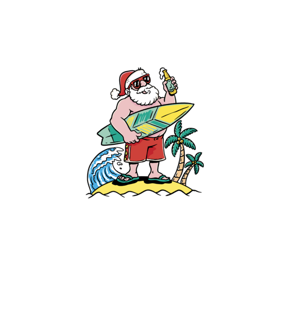 Santa Claus Summer model alb pe tricou