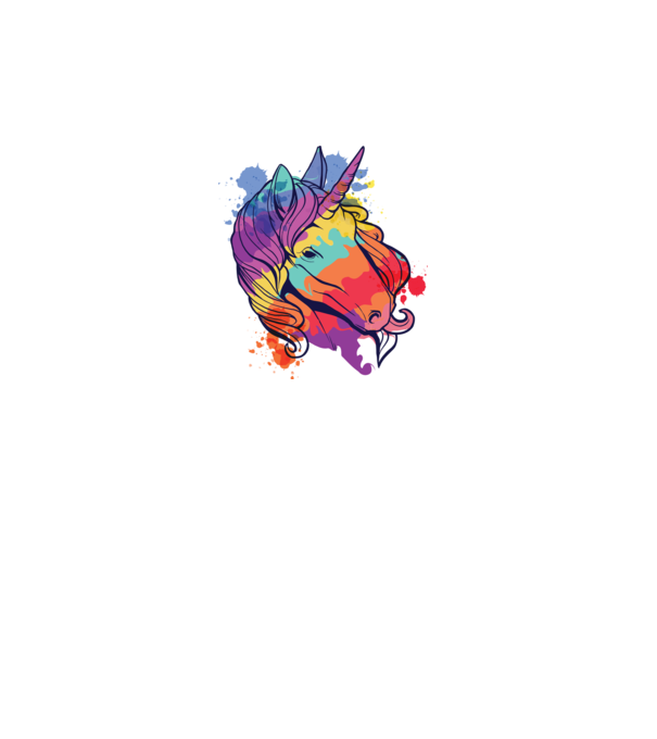 Curcubeu colorat Unicorn tricou model alb pe tricou