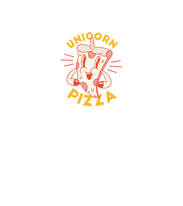 Unicorn Pizza model roz neon pe tricou