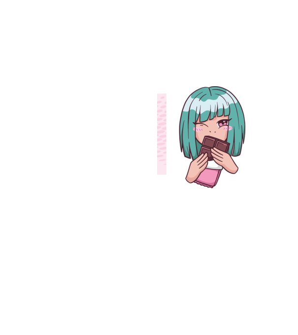 Anime fată cu ciocolată model galben neon pe tricou
