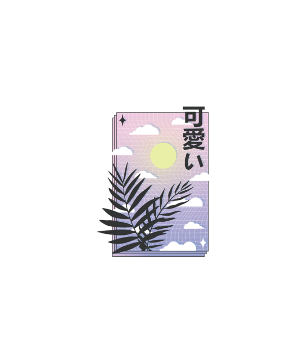 Vaporwave Val model gri pe tricou