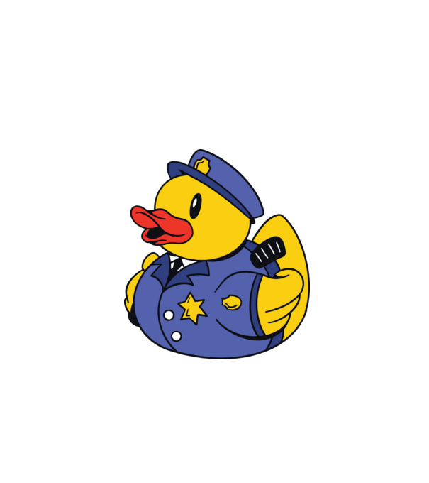 Rățușcă de cauciuc Polițist model turcoaz pe tricou