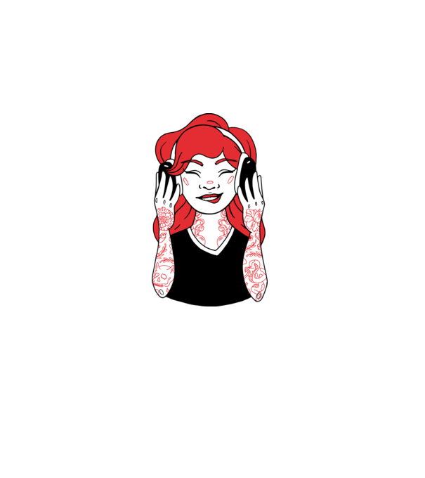 Fată Gamer tatuată model albastru deschis pe tricou