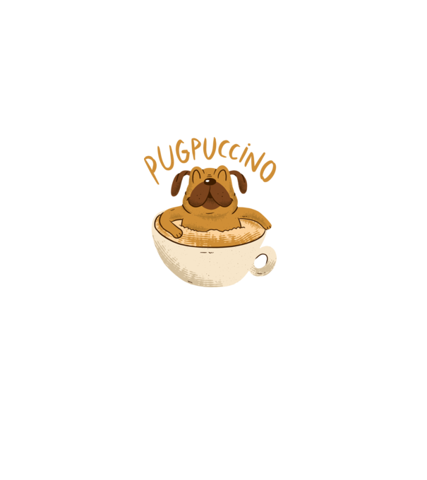 Pugpuccino Capuccino cu Mops model negru pe tricou